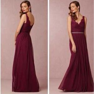 BHLDN Hitherto Fleur Dress in Burgundy tulle maxi size 12